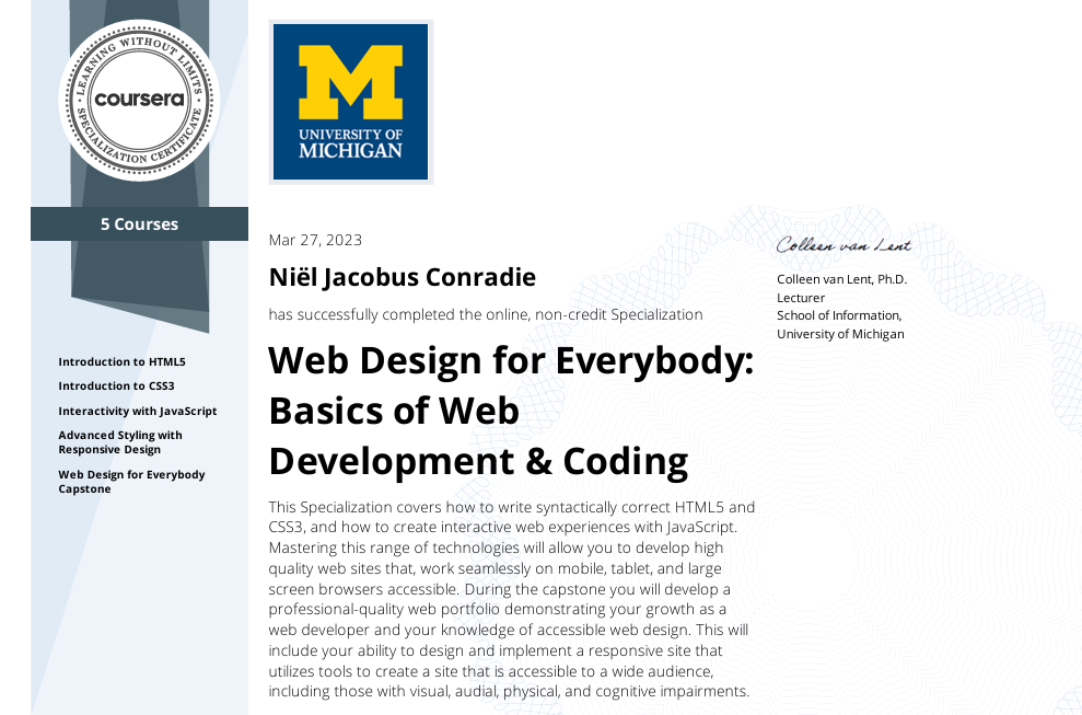 Web Design for Everybody Specialization